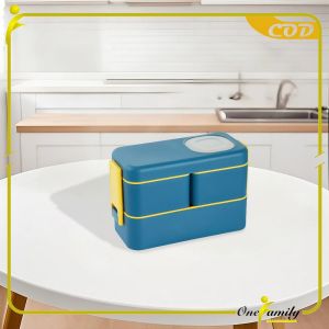 ONE-C779 Kotak Makan 2 Tingkat Portable 1050ML Ada Sauce Cup / Lunch Box 2 Layer / Rantang Makanan