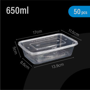 Disposable Rectangular Plastic Food Container with Microwavable Lids Leakproof Stackable 650ml 750ml 1000ml Food Grade Durable