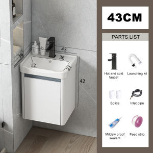 40CM White Aluminum Bathroom Cabinets Set Storage Mirror box with toilet wash basin bathroom sink