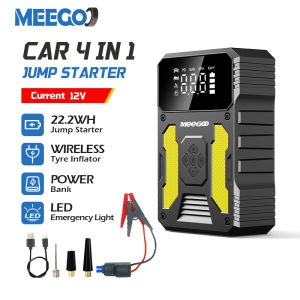 MeeGoo 4 In 1 Car Jump Starter Portable Tyre Air Pump 12V Emergency Battery Power Bankwith LED Light
