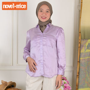 Kemeja Wanita Silk Lilac | Atasan Klasik Wanita Basic Lengan Panjang | Novel Mice Outlet