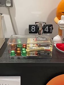 Shopclassyhome Transparent dustproof Stackable storage box with lid for tea coffee snacks