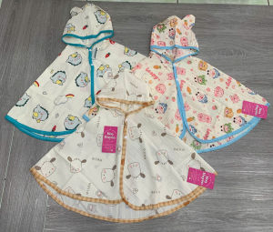 Áo choàng cánh dơi bé sơ sinh MINKY - Họa tiết hình học Xô Muslin siêu mềm mịn chống nắng thoáng mát thời trang thu đông