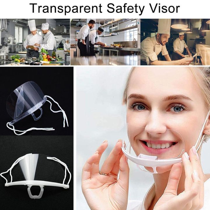 Reusable Plastic Clear Face Mask Shield For Kitchen: Anti-Droplet, Smile-Visible, Keeps Work