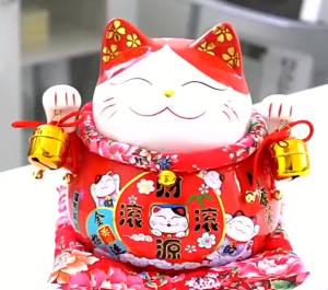 4.72×3.54×3.94in Cat Money Bank Cute Bring Luck Good Ceramic Fortune Cat Saving Pot Desk Decoration with Two Bells Piggy Bank Gift DeskToys(#2)