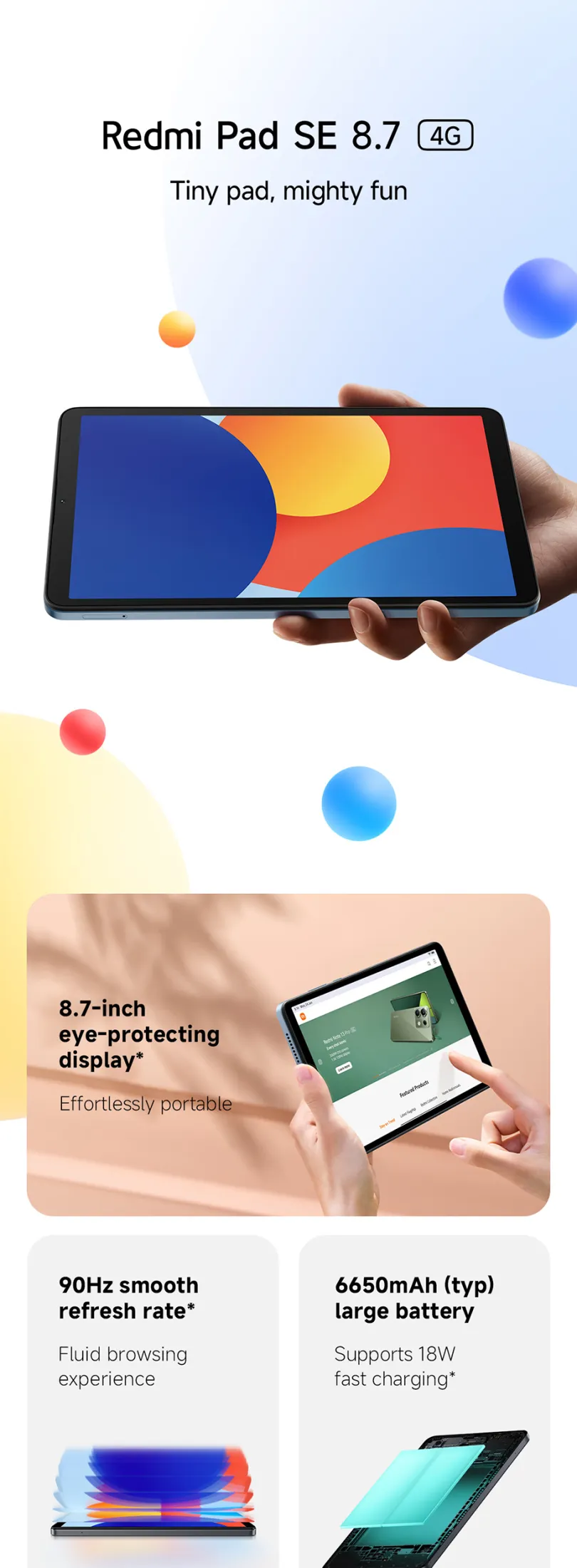 Redmi Pad SE 8.7″ 6GB+128GB Aurora Green – Smooth 90Hz Tablet MY