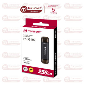 External SSD smallest 256GB : ESD310C Type-A and Type-C connectors : Transcend - รับประกัน 5ปี - มีใบกำกับภาษี