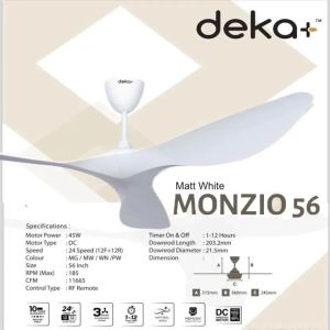 DEKA+ MONZIO 56 3 Blades DC Motor Ceiling Fan 24 Speeds with Remote Control SIRIM Kipas Siling 风扇