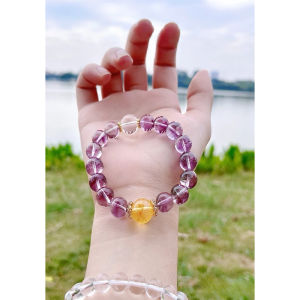 [Love & Prosperity] Amethyst + Citrine + Clear Quartz Bracelet | Attract Wealth Protect Love Boost Energy Powerful Energy Good Luck Health CrystalHappinessFashion BraceletPerfect for Gifts or personal us爱与能量守护爱情招财旺运