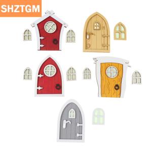 [COD] SHZTGM 1ชุด dollhouse Miniature Fluorescent Fairy Elf ประตูหน้าต่างรุ่น House Decor Toy