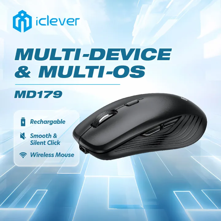 iClever MD179 Wireless Bluetooth Mouse, Dual Mode, Rechargeable Mouse, Multi-Devices Mouse for Small Sized Hands