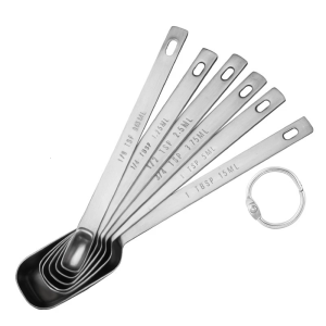 Set of 6 Stainless Steel Measuring Spoons Nesting Spoon with Leveler Kitchen Gadgets for Baking and Cooking Enthusiasts