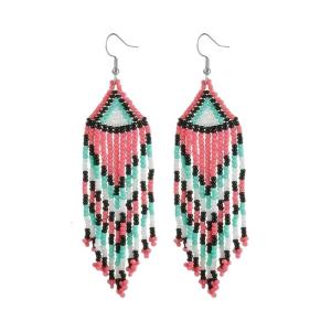 Vintage Inspired Beaded Tassels Earrings Handmade Glass Beads Drop Dangle Ear Pendants Women Accessories