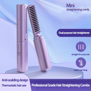 【2024 New Upgrade】Wireless Hair Straightener Small USB Charging Portable Travel Curling Dual Purpose Mini Lazy Hair Straightener