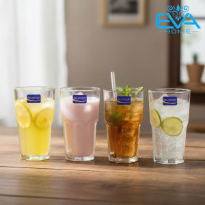 Hộp 6 Ly Thủy Tinh Deli 350ml – Thân Tám Cạnh Chống Trơn Trượt Sang Trọng Elegant Ribbed Tumbler – Ly Uống Nước Trà Đá