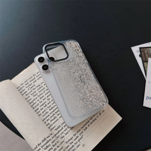 Silver Stars Quicksand Cover for iPhone 14 15 Case 16 17 Pro Max 17Pro Women Glitter Floating Sand Phone Coques Clear Hard Funda