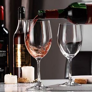 DELISOGA Elegant Lead-Free Glass Wine Glasses Set of 2 for Home & Hotel