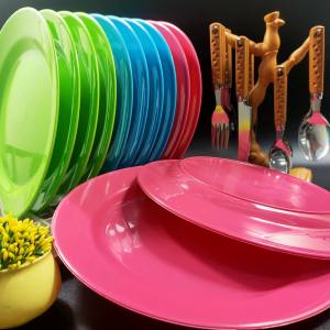 12pcs. ROUND PLATE 10INCH (WHEAT STRAW MATERIAL) REUSABLE DINNER PLATE FLAT PLATE PARTY PLATE PLASTIC PLATE DINNING PLATE