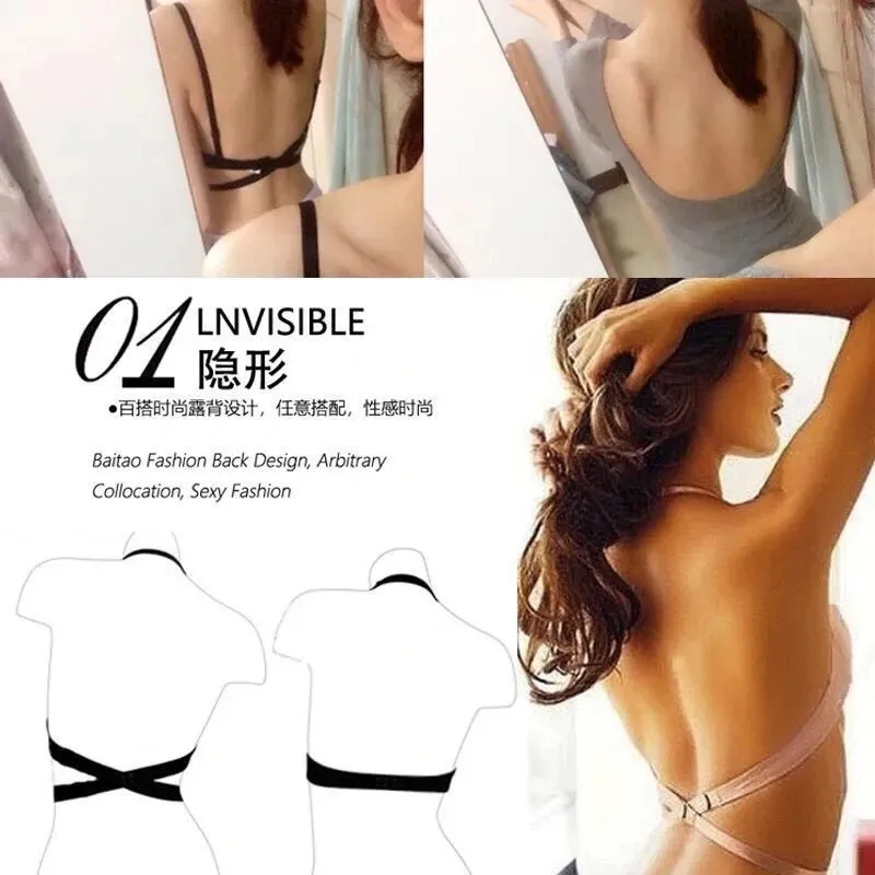 🇲🇾[Backless] Bubblerie Push Up Lower Back Deep V Women Bra Seamless With  Wire Underwear 无痕露背聚拢内衣