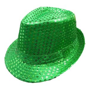 WELLNOW Sequins Jazz Hat Masquerade Shiny Panama Cap Fashion Stage Dance Performance Hat Men Women