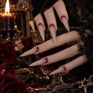 HISTO Gradient Halloween False Nails Gothic Wearable Blood Stained Fake Nail Terrifying Long Pointed False Nail Patch Party