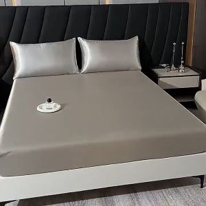 Satin Silk Bedsheet Full Garterized Sheet Soft Cool Touch Satin Bedsheets Hotel Quality Pillowcases