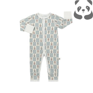 Bamberry Baby Button Down Romper - Pickleball - Bamboo Fabric