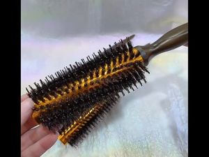 Bristle Curling Brush Blow Drying Wooden Handle Thermal Aluminum Barrel Roller Comb Salon Style Tool