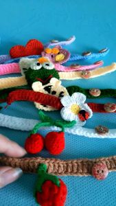 vòng cổ len nhiều mẫu cho chó mèo vòng cổ len có nút điều chỉnh độ dài  vòng cổ len handmade cho chó mèo