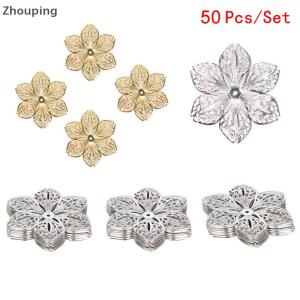 【ZP】 Flash Sale Cute 50Pcs Set Filigree Flower Crafts Charms Connectors DIY Pendant Jewelry Findings