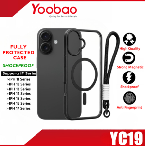 Yoobao YC19 Luxury Clear Magnetic Case with Lanyard Wrist Strap For iPh 11/ 12/ 13/ 14/ 15/ 16/ 17