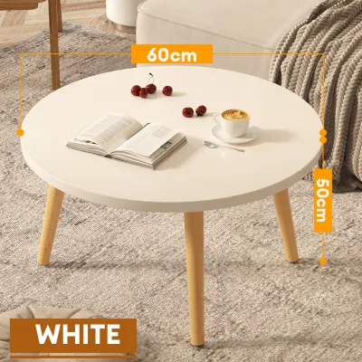 Floor Table Small Round Coffee Table Cream Side Table for Sofa/Balcony/Bedroom/Living Room