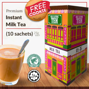 Raintree Katong Tea | 3 in 1 Instant Milk Tea Singapore Teh Tarik Style | 10 Sticks x 20g | Low Sugar & Non-Dairy | Authentic Flavor | Halal Certified | Perfect Anytime Beverage