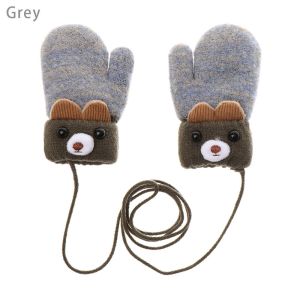 DAWEIF Winter  0-3 Years Old Baby Newborn Cartoon Bear Lovely Kids Gloves Knitting Mittens Thick Plus Velvet