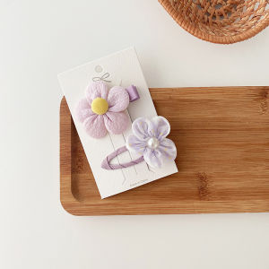 กิ๊ฟติดผมโบว์หวานสีม่วงชวนฝันหัวใจสาวเกาหลีอเนกประสงค์อุปกรณ์กิ๊บติตผมขอบเรียบ