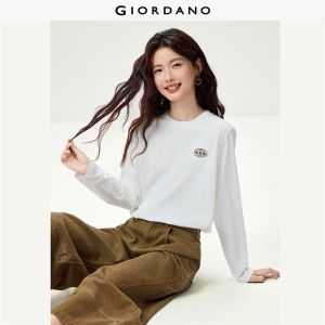 Giordano Beau Monde Women 100% cotton bunny patch long sleeve tee Free Shipping 13326799
