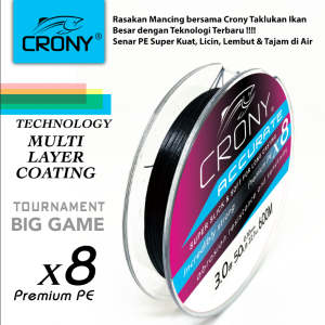 Senar pancing super kuat PE X8 Crony Accurate Solid Black