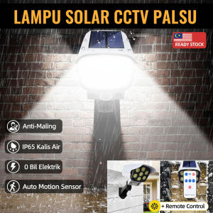 2in1 Solar Light Fake CCTV Camera Dummy Security Lamp Motion Sensor Remote Control Waterproof Lampu Solar Luar Rumah