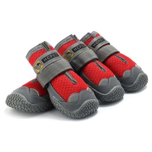 HamshMoc Dog Boots 4Pcs Dog Shoes Breathable Reflective Straps Rugged Anti-Slip Sole Skid-Proof Protect Paw Pet Booties for Medium Large Dogs