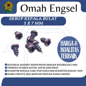 Skrup Kepala Bulat 5x7 mm HG.S2.4 Sekrup PH (+) Mur Baut Pengencang Screw - Omah Engsel