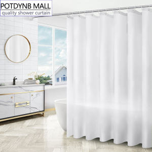 POTDYNB Modern Black Shower Curtain Waterproof Mildew Proof Bathing Cover Thicken Solid White Bathroom Bathtub Curtain With Hooks Home Decor