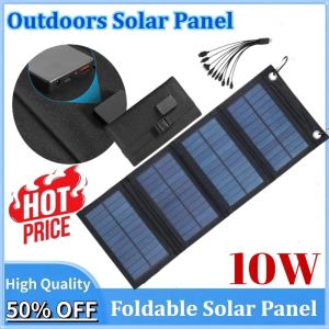 Newly upgraded Portable Outdoors Solar Panel 5V 10W Foldable Waterproof USB Solar Cells Smartphone Mobile Power Battery Charger