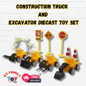 1 Set Construction Truck & Excavator Toy Set Diecast Construction Vehicles for Kids Engineering Car Play Set Birthday & Party Gift