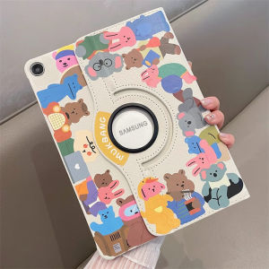 CrashStar 360° Rotating Stand Flip Leather Tablet Case With Fashion Sticker For Samsung Galaxy Tab A11 A9 A8 A7 A 2019 A11+ A9+ Tab S6 S7 S8 S9 FE S10 + Lite 8.0 8.7 10.1 10.4 10.5 10.9 11 12.4 inch Pad Casing TAB Cover With Foldable Holder