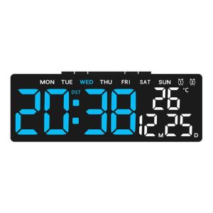 XIJIBAN Wall-mounted Electronic Wall Clock Multi-functional Temperature Digital LED Clocks 12/24H Display Table Clock for Bedroom