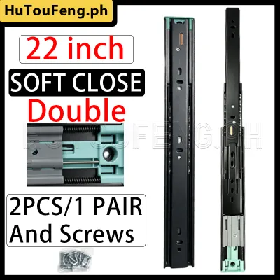 Soft Close Drawer Guide Heavy Duty Push to Open Drawer Slides Hydraulic Ball Bearing 3 Folds Full Extension(1 pair and screws)
