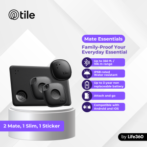 Tile by Life360 Mate Essentials - Trackers (Slim/2 Mate/Sticker). Compatible to both IOS and Android