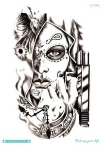 Tato Temporer Tattoo Tatto Temporary Tahan Air Sementara Anti Air Seri LC-545 Motif Wanita Petarung Handal