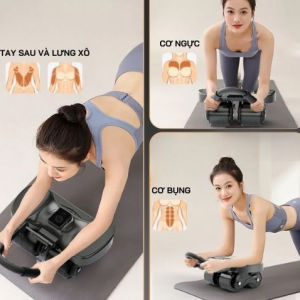 Con Lăn Tập Bụng Trợ Lực 4 Bánh Có Đồng Hồ Thông Minh