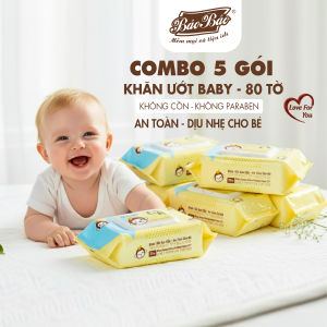 Thùng 10 gói khăn ướt Bảo Bảo 80 tờ không cồn không mùi cao cấp dành cho mẹ và bé - mẫu Khỉ Vàng